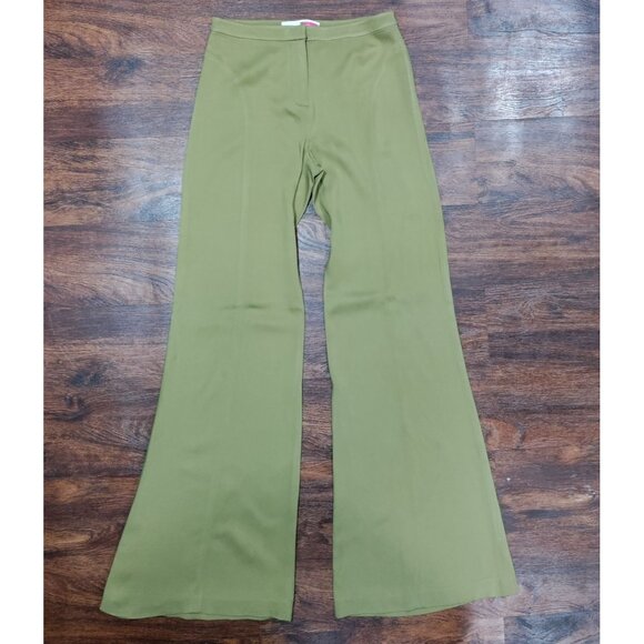 Vintage Tracy Reese Midrise Flat Front Flare Leg Y2K Trouser Pants Light Green - Picture 3 of 15